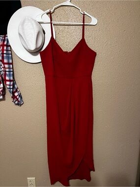 Lulu's Crimson Spaghetti-Strap Midi Dress